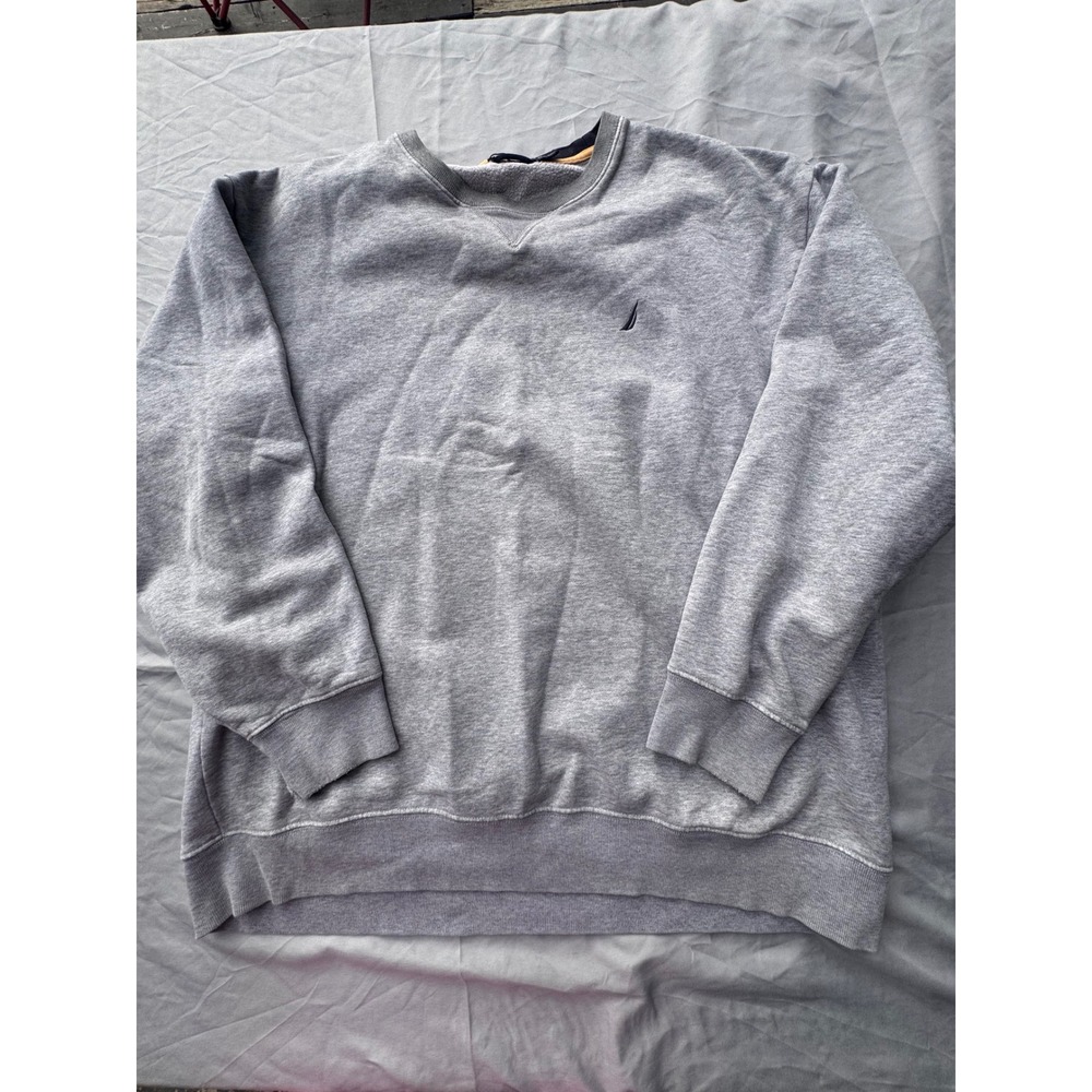 Nautica Mens XXL Gray Crewneck Sweatshirt Fleece Pullover Logo J-Class Heather